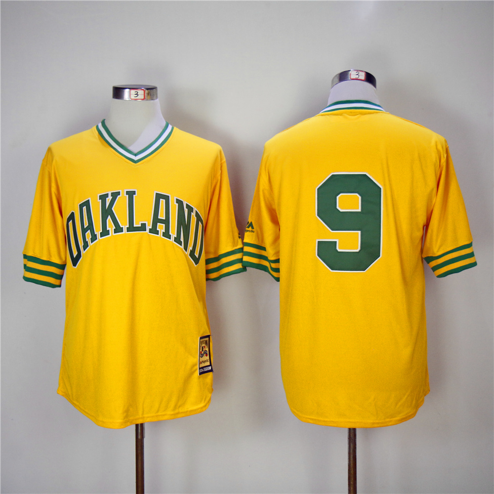 Men Oakland Athletics #9 Jackson Yellow Throwback 1981 MLB Jerseys->oakland athletics->MLB Jersey
